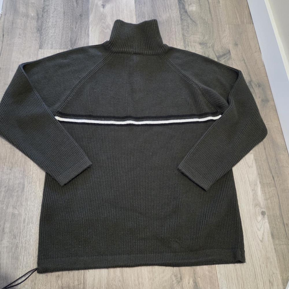 Vintage Diesel Men’s Dark Olive Half Zip Wool Sweater Ribbed Knit Pullover - Picture 6 of 8